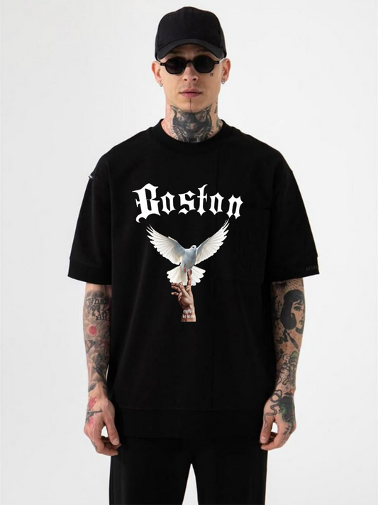Boston Oversized T-Shirt – Peace &amp; Power Graphic Edition